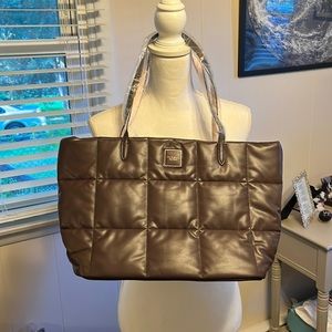 Victorias Secret puff tote. Brown/pink. NWT